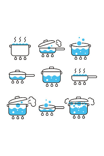 烹饪炖煮烧水火炉锅矢量免扣元素