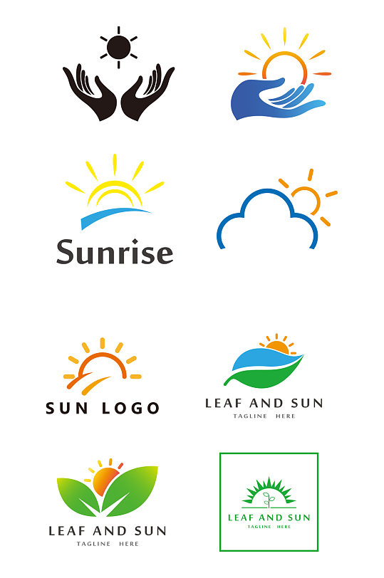 太阳云朵天气logo标志设计矢量免扣元素