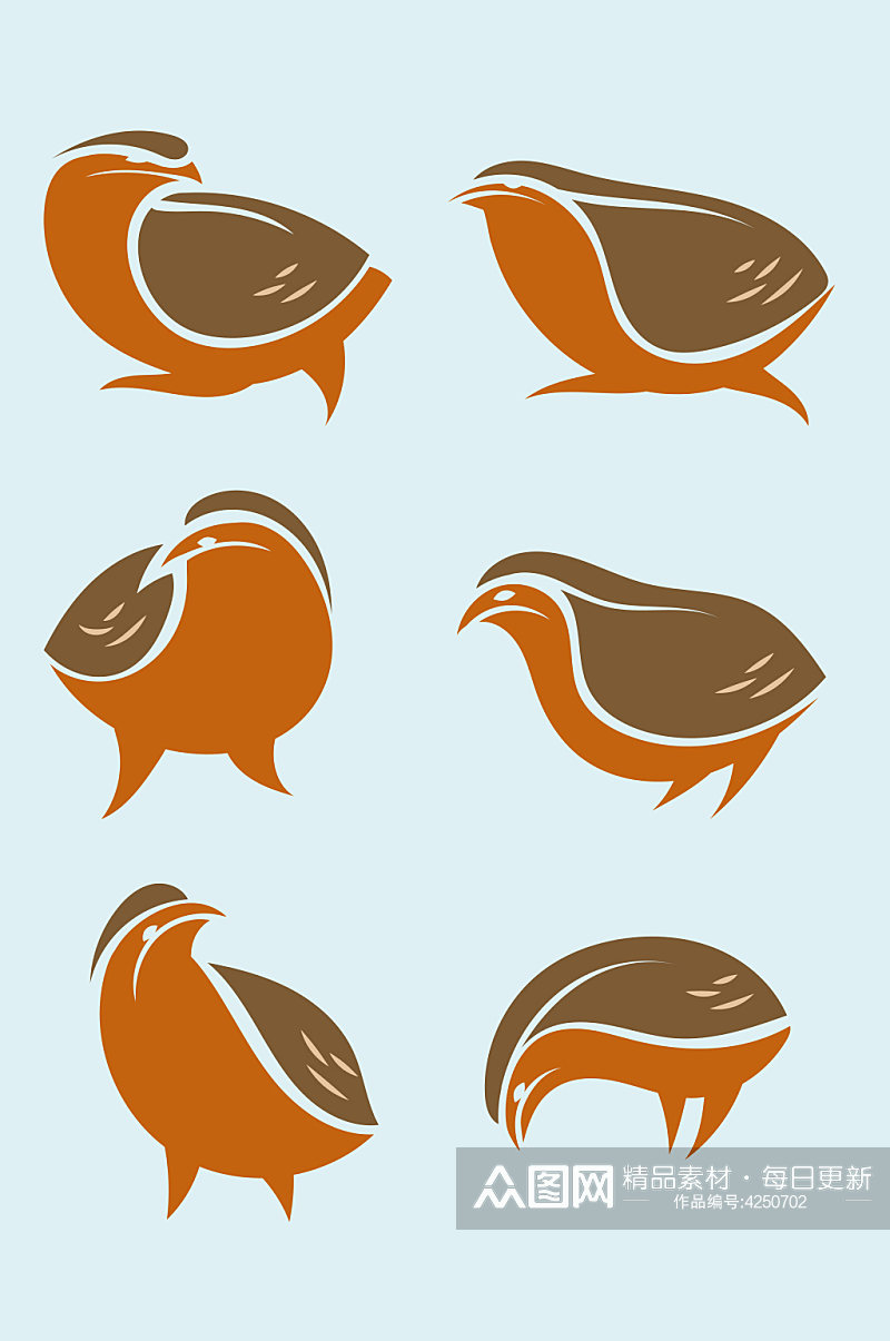 鸽子动物鹌鹑小鸟卡通矢量免扣元素素材