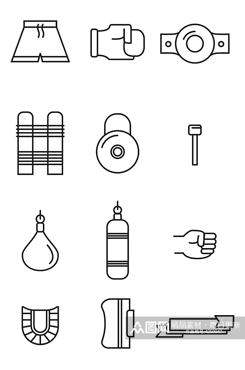 拳击比赛装备牙套手套矢量免扣元素素材