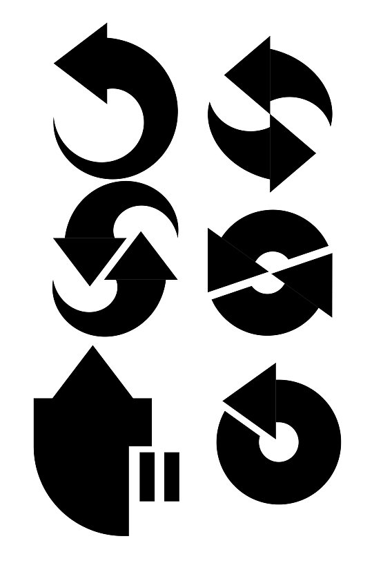 反向箭头循环黑白矢量免扣元素