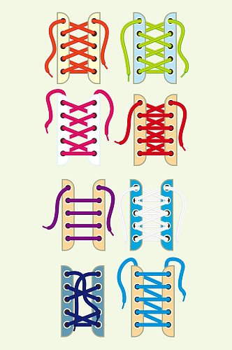 鞋带绑带方法方式矢量免扣元素