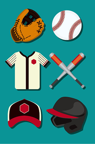 棒球帽棍装备比赛矢量免扣元素