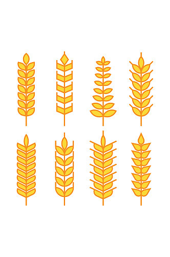 金黄色卡通手绘小麦麦穗矢量免扣元素