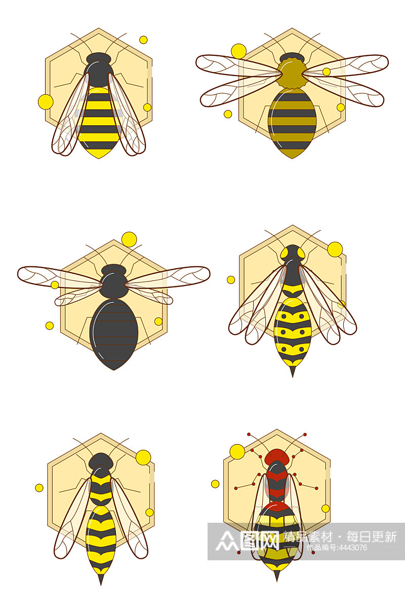 蜜蜂蜂蜜蜂巢动物采蜜矢量免扣元素素材