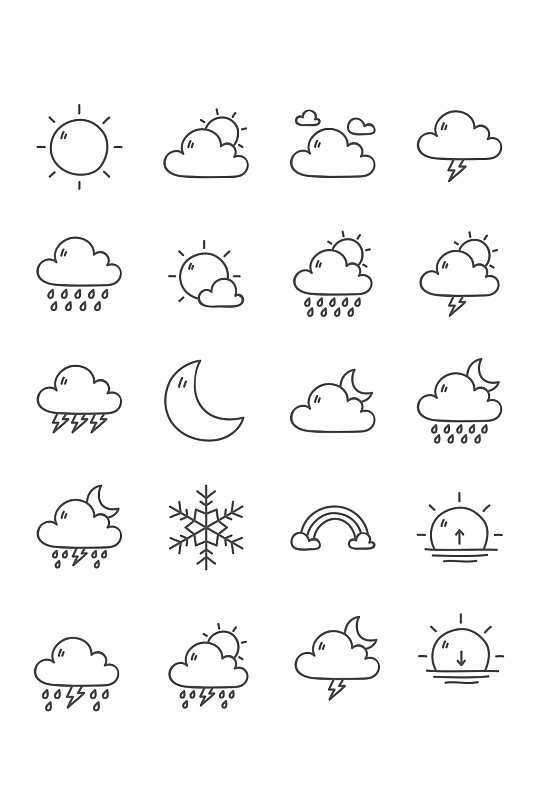 天气预报图标太阳云朵彩虹矢量免扣元素