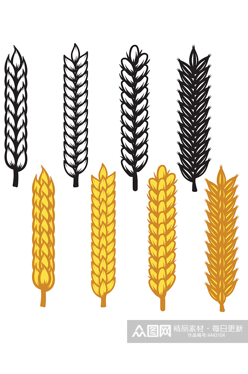 小麦麦穗粮食金黄色矢量免扣元素素材