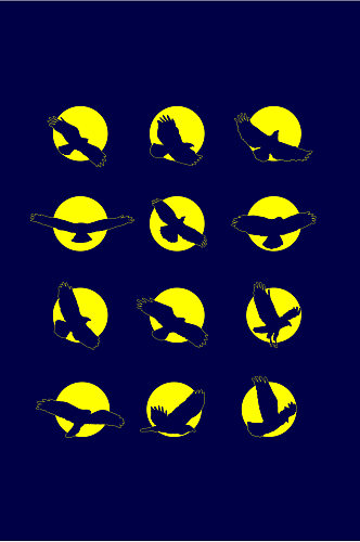 月圆之夜月亮老鹰飞翔矢量免扣元素
