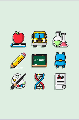 苹果校车实验化学数学矢量免扣元素