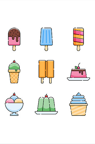 卡通像素风冰淇淋冷饮矢量免扣元素