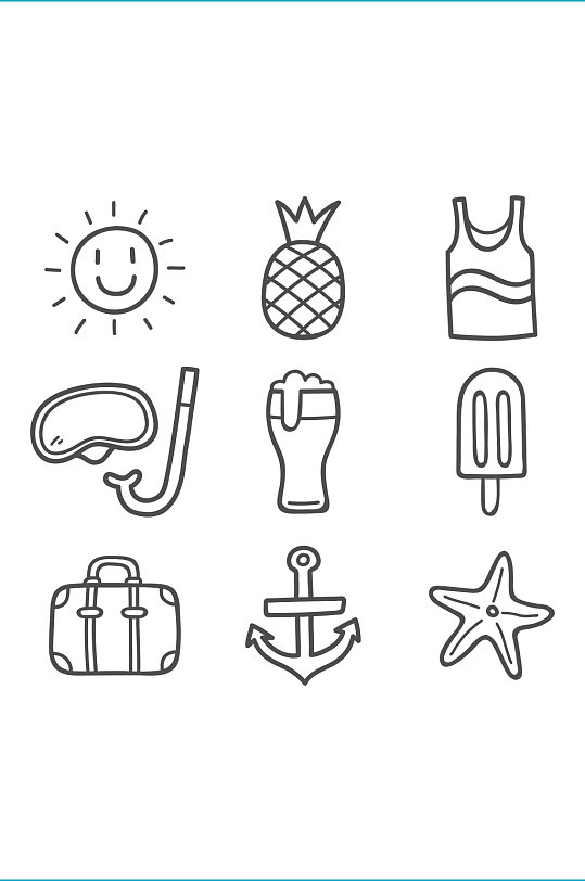 太阳光菠萝游泳衣夏天矢量免扣元素