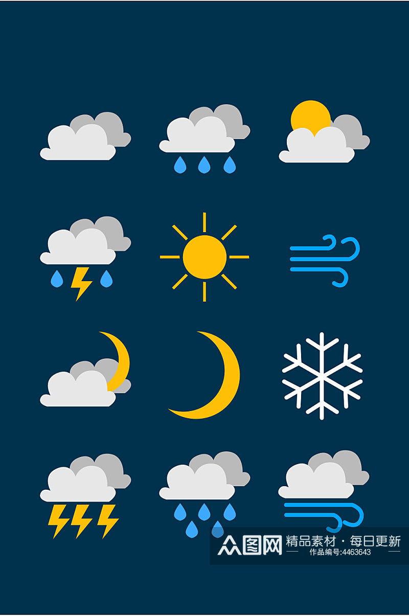 天气预报图案阴天多晴晚间矢量免扣元素素材
