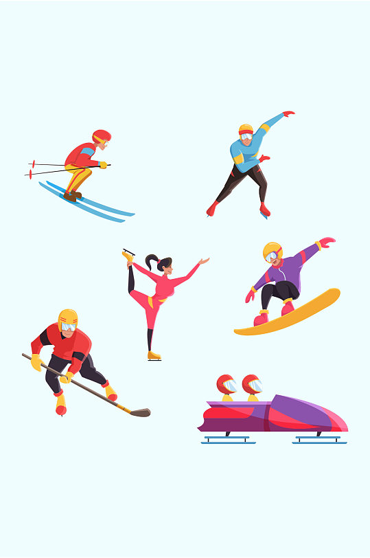 滑雪滑冰冬奥会舞蹈矢量免扣元素 设计元素