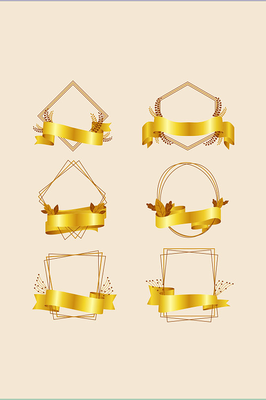 金色渐变徽章边框矢量免扣元素