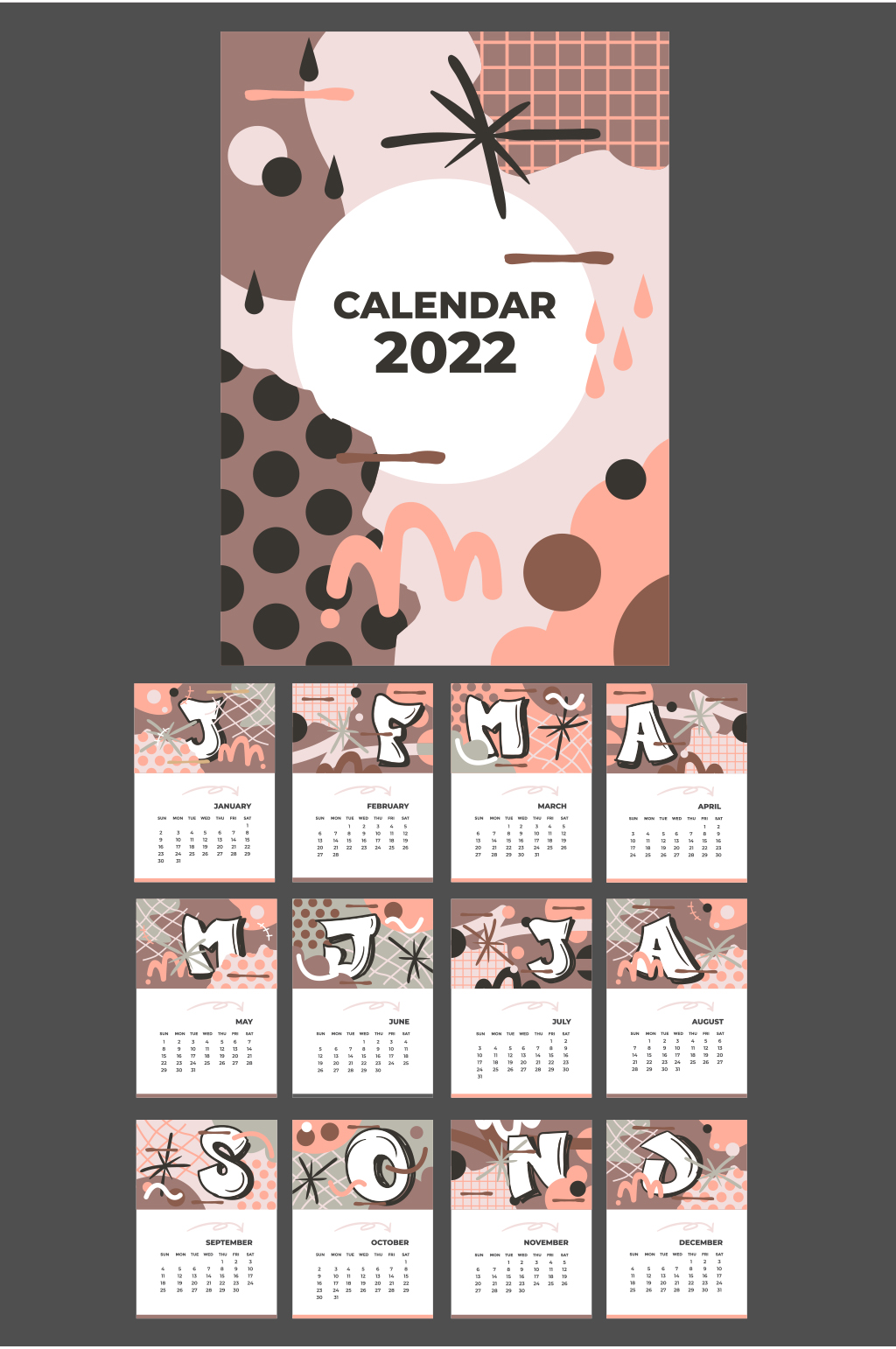 撞色波點2022年臺歷矢量免扣元素素材
