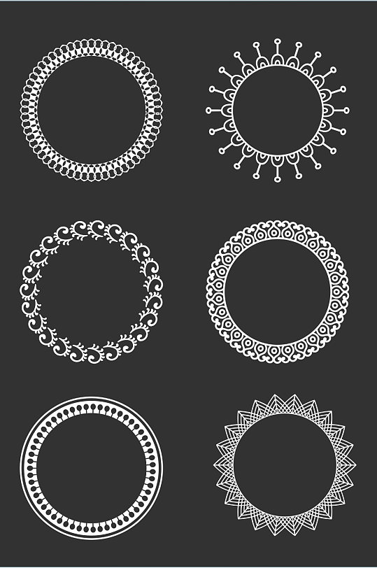 圆形花边边框矢量图片-圆形花边边框矢量素材下载-众图网