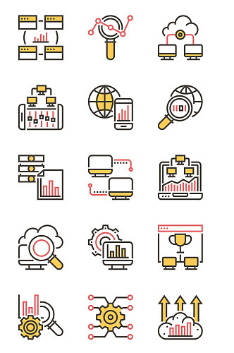 服务器搜索云数据网络矢量免扣元素