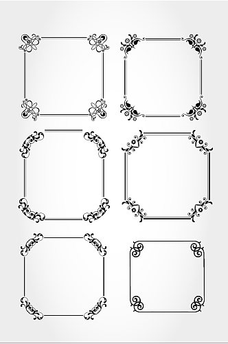 方形中式欧式花边框花纹矢量免扣元素