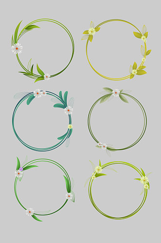绿色花环花边装饰植物矢量免扣元素
