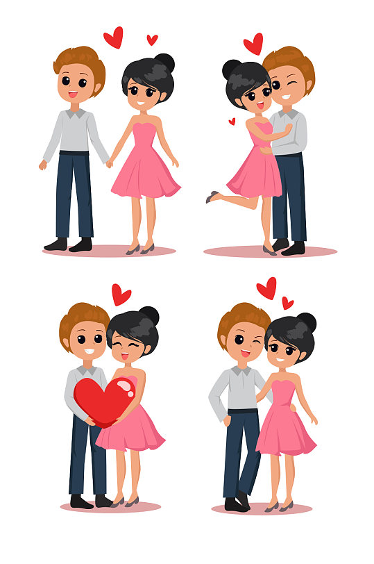 卡通人物约会求婚情人节矢量免扣元素