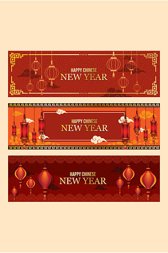 红色中式背景灯笼新年矢量免扣元素