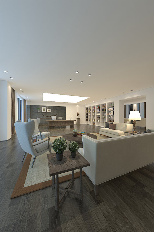 大办公室3D模型图-众图网