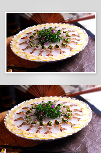 泰式刺身虾美食摄影图片