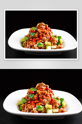 水豆鼓拌雀胗美食摄影图片