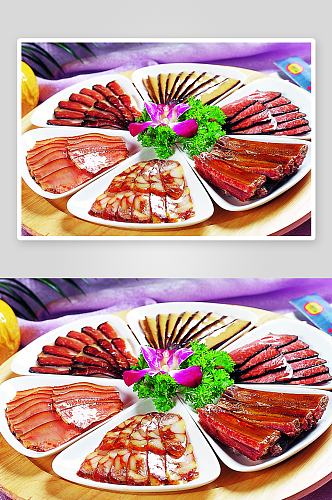 陕南腊味拼盘美食摄影图片