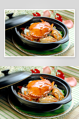 西湖肉蟹煲美食摄影图片