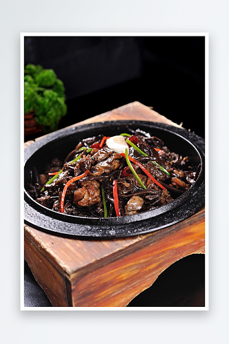 石锅茶菇鸡美食摄影图片