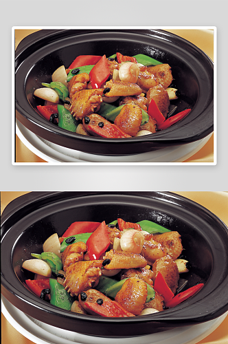 红葱豆豉鸡煲元例美食摄影图片