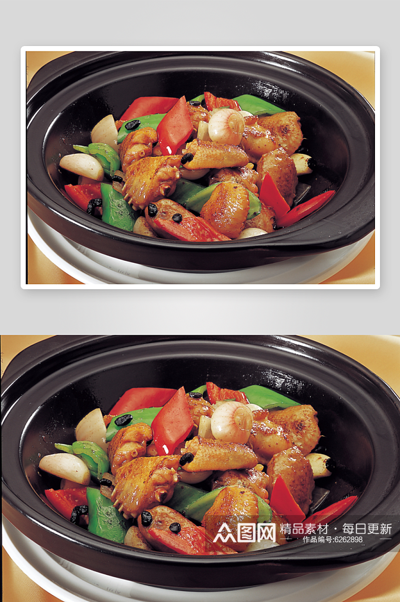 红葱豆豉鸡煲元例美食摄影图片素材