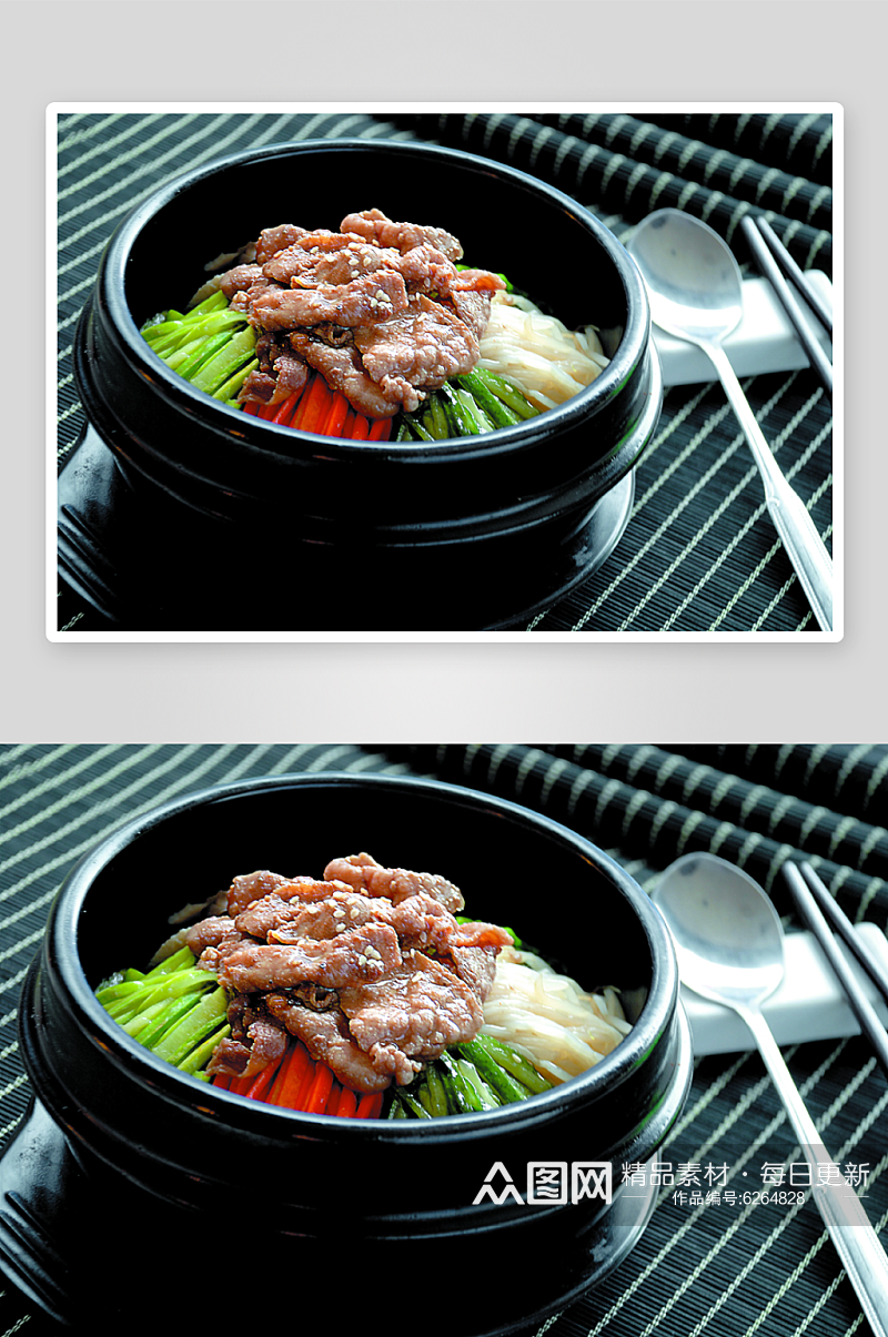 石锅牛肉拌饭美食摄影图片素材