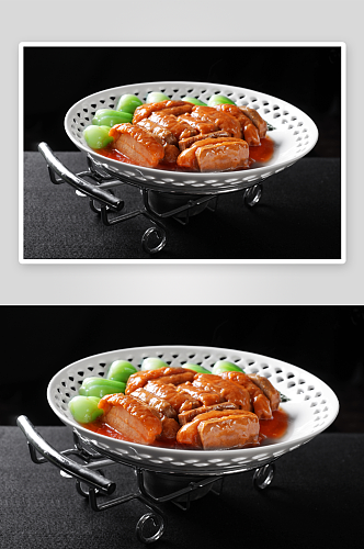 热粤香芋扣肉煲美食摄影图片