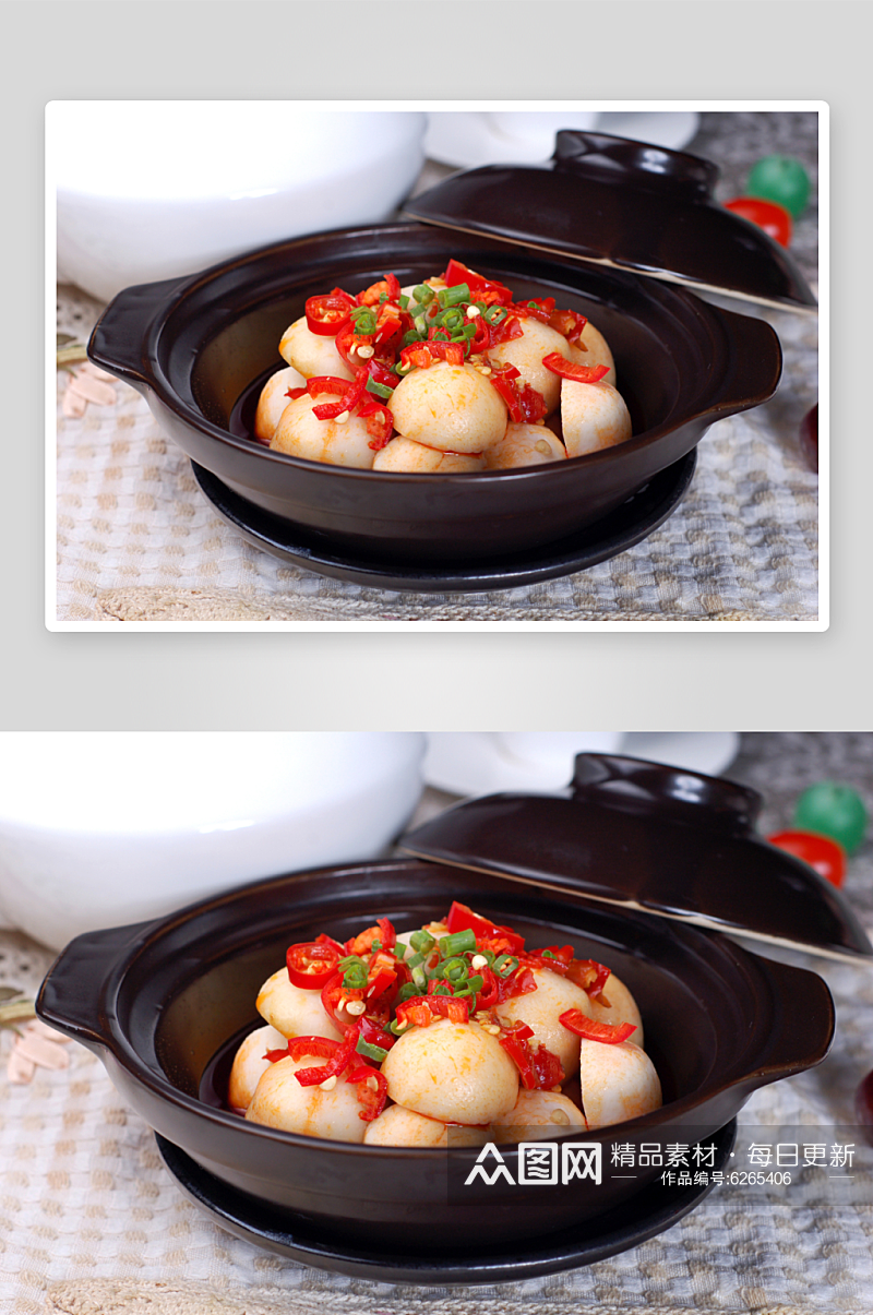 钵仔菜剁椒小芋头美食摄影图片素材