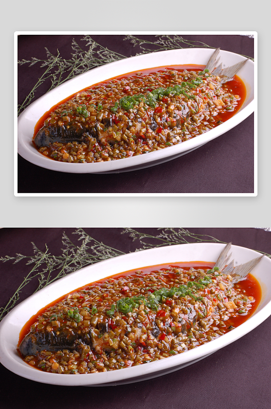 泡姜豆碗鱼摄影图片