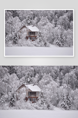 高清冬日雪景风景摄影图