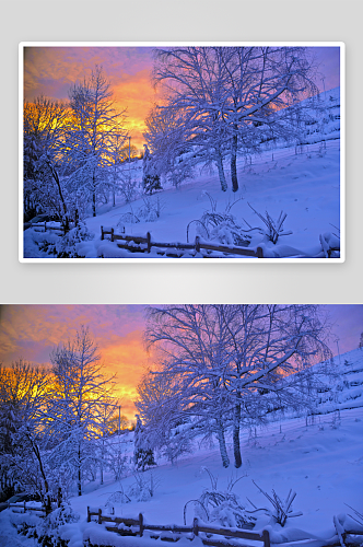 高清冬日雪景风景摄影图