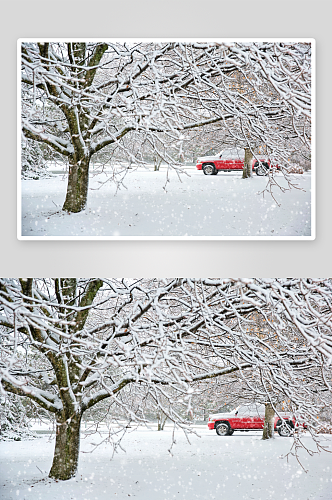 高清冬日雪景风景摄影图