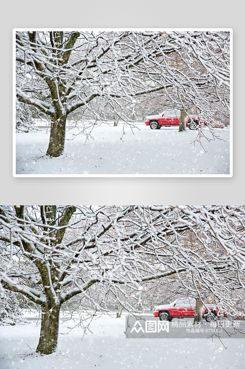 高清冬日雪景风景摄影图素材