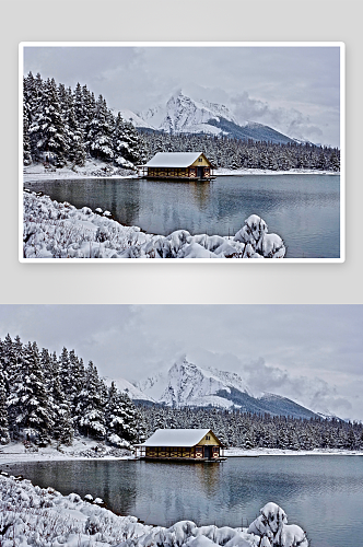 高清冬日雪景风景摄影图