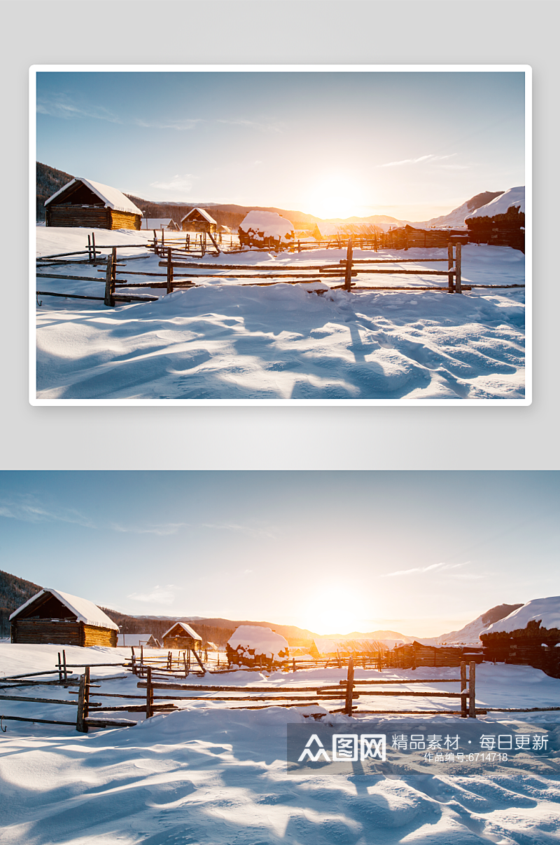 美丽冬日雪景风景摄影图素材