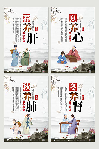 中国风中医养生系列海报挂画设计