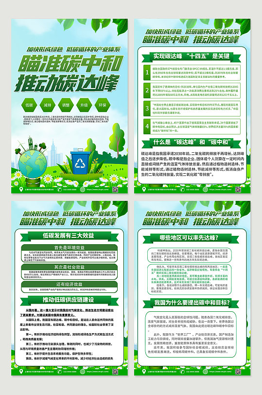 绿色推动碳中和碳达峰内容宣传海报