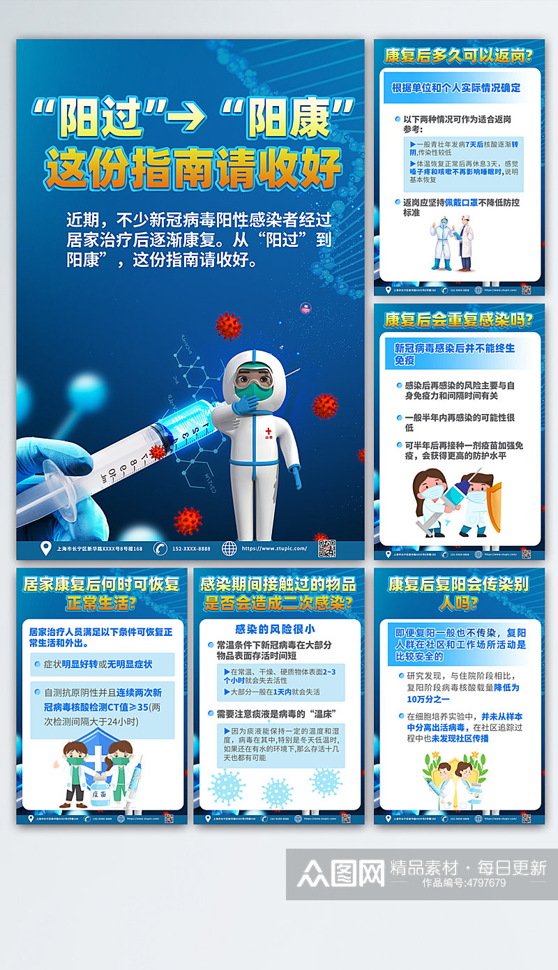 新冠疫情阳过阳康康复指南公益海报素材