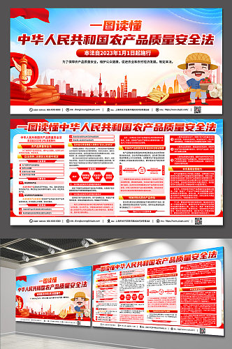 红色中华人民共和国农产品质量安全法展板
