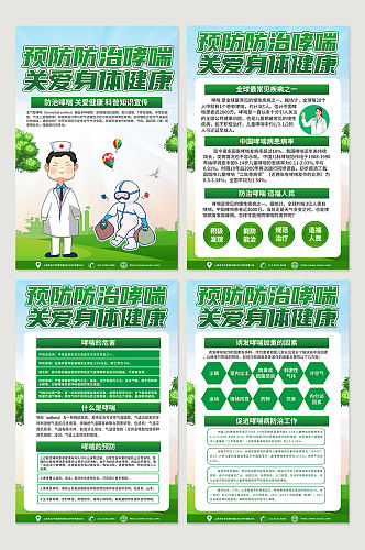 绿色防治哮喘知识宣传科普系列海报