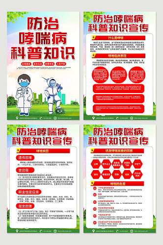防治哮喘知识宣传科普系列海报