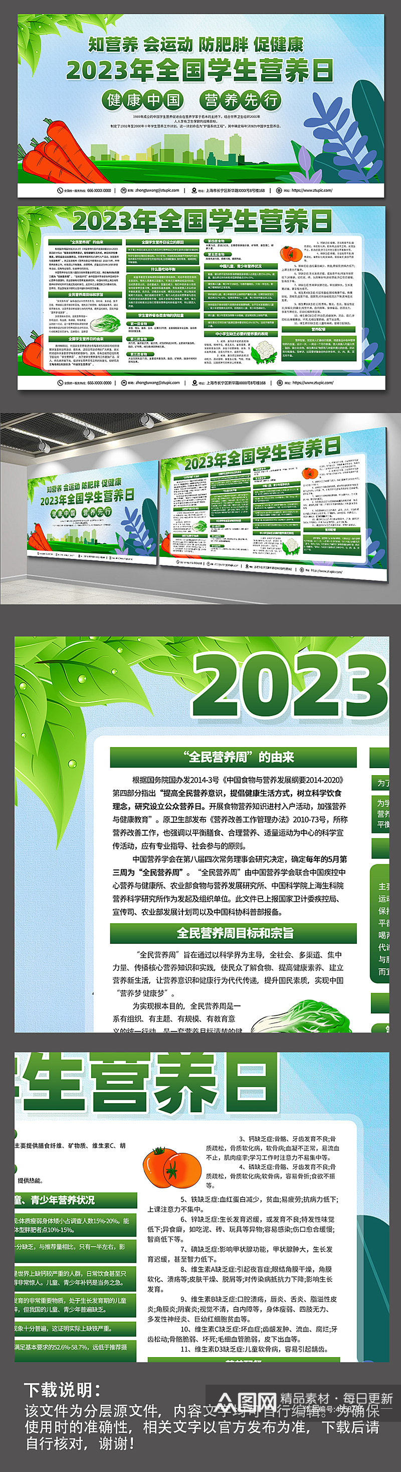 绿色时尚2023全国学生营养日内容展板素材